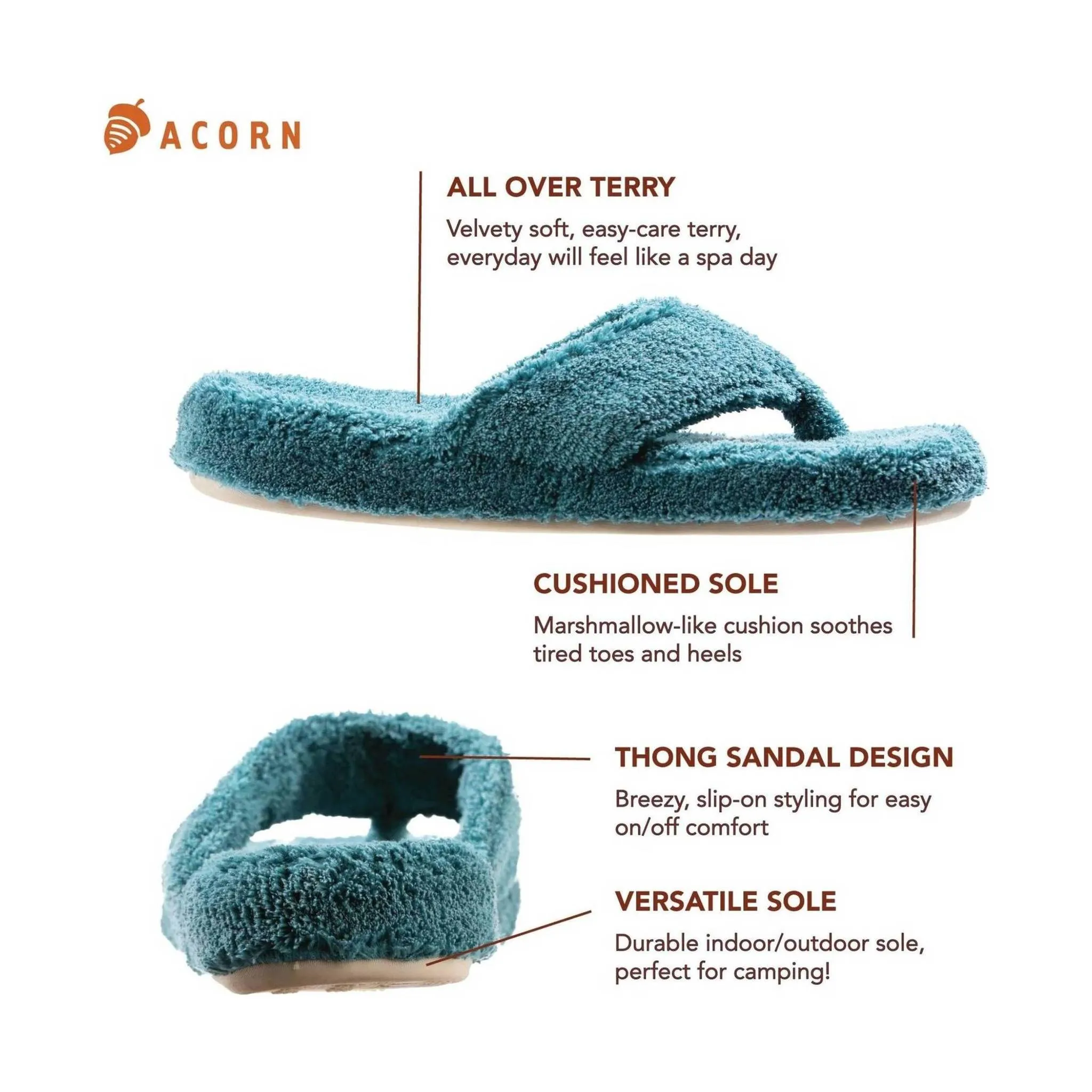 Acorn Women's Spa Thong Slipper - Peacock