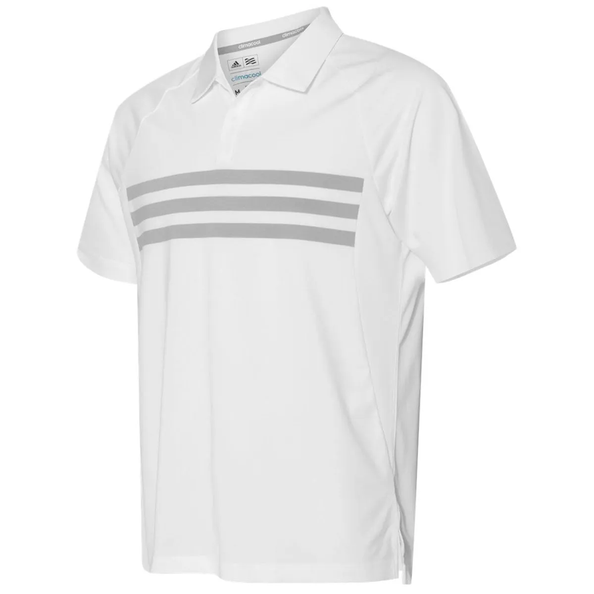 adidas Golf Men's White/Mid Grey/White Climacool 3-Stripe Sport Shirt