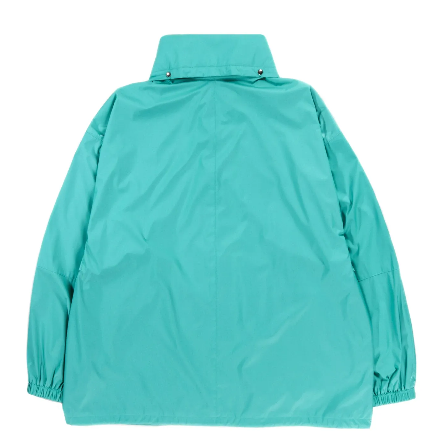 AURALEE HARD TWIST POLYESTER SATIN LAMINATE ZIP BLOUSON TURQUOISE