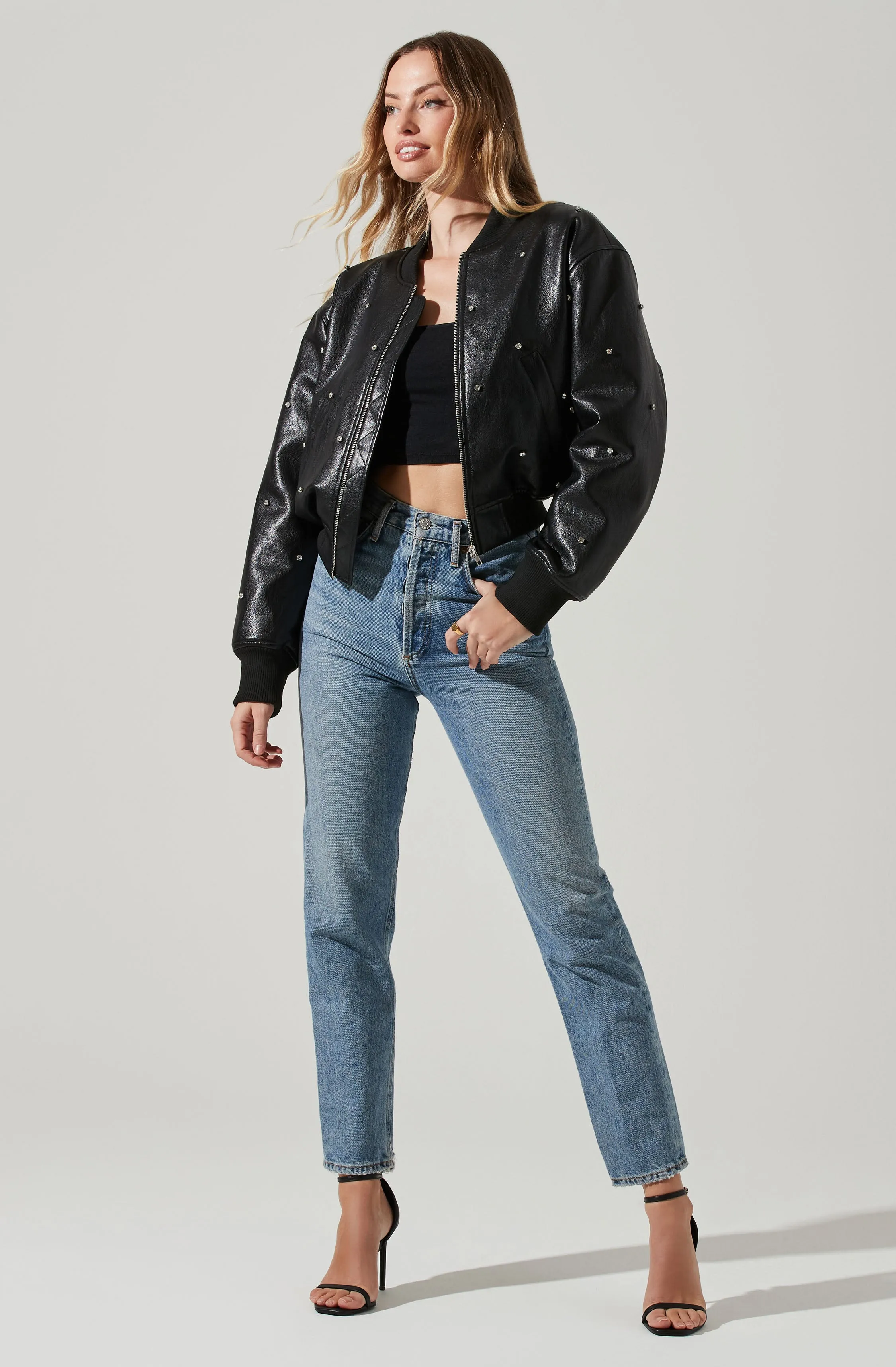 Avianna Embellished Faux Leather Jacket