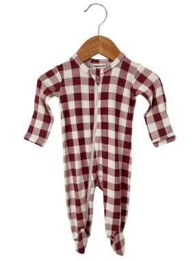 Basic Zipper Footie, Mulberry Plaid