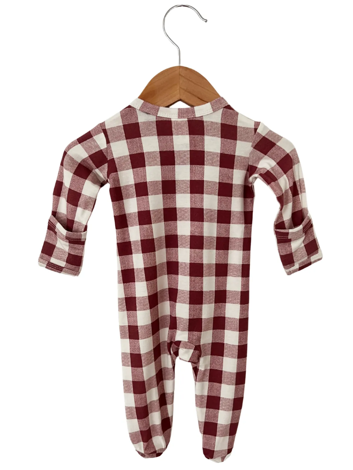 Basic Zipper Footie, Mulberry Plaid