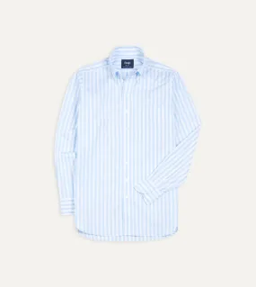 Blue Broad Stripe Cotton Poplin Button-Down Shirt