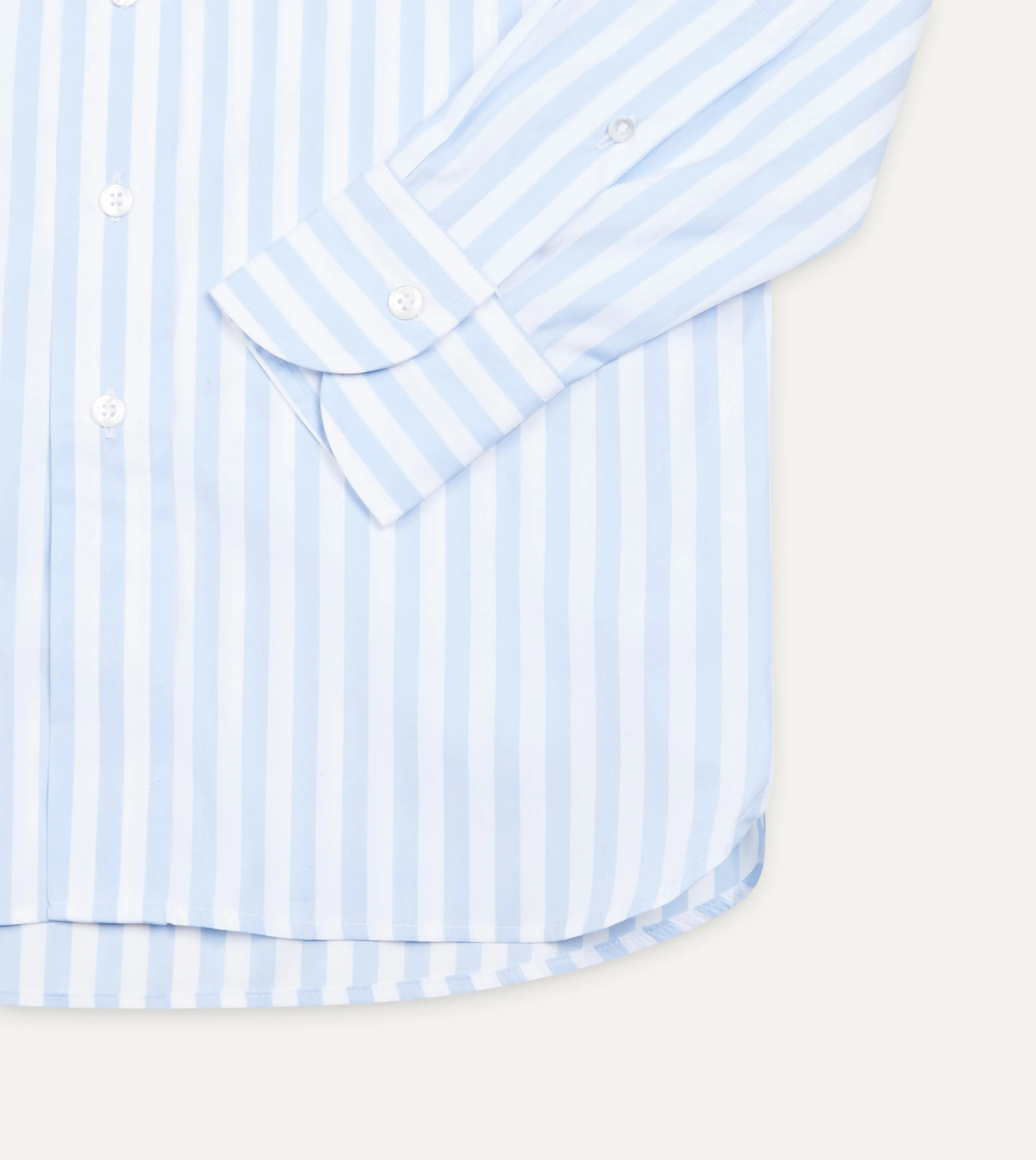 Blue Broad Stripe Cotton Poplin Button-Down Shirt