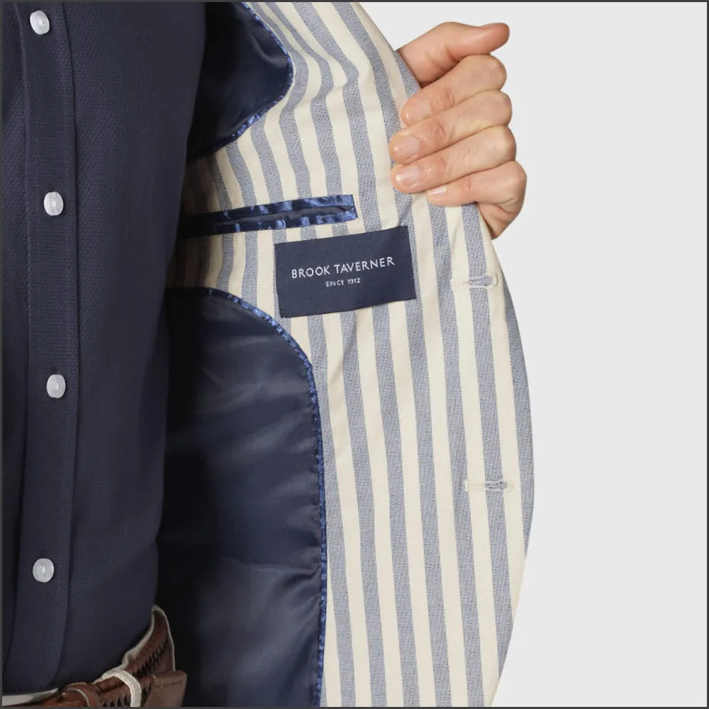 Brook Taverner Tailored Fit Blue Stripe Stetch Cotton Jacket<><>