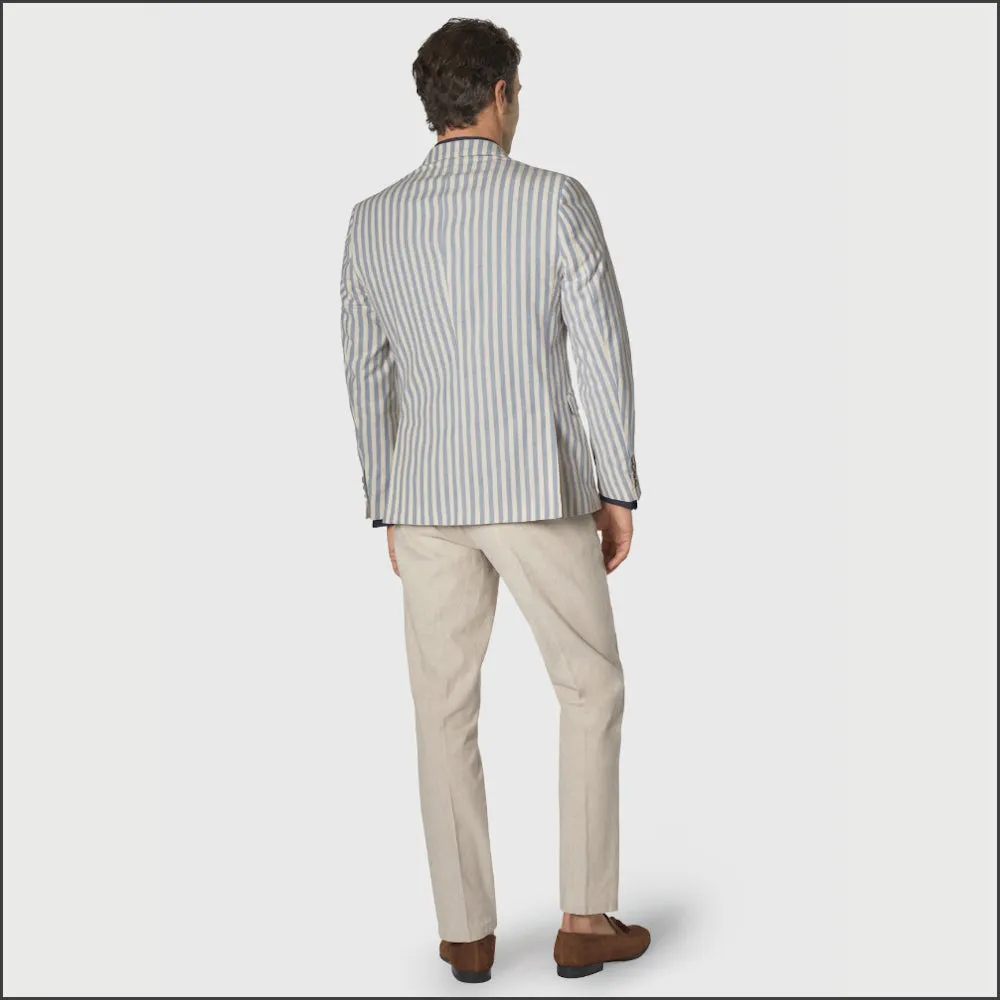 Brook Taverner Tailored Fit Blue Stripe Stetch Cotton Jacket<><>