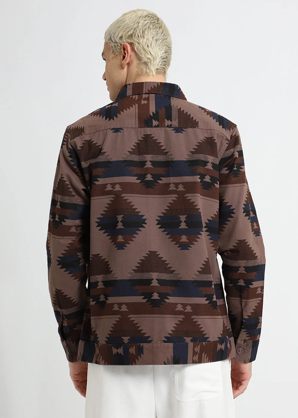 Brown Aztec Print Summer Jacket