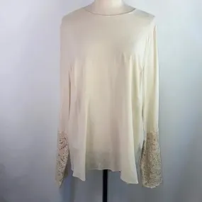 Bruno Cucinelli Cream Silk w Lace Cuffs Top