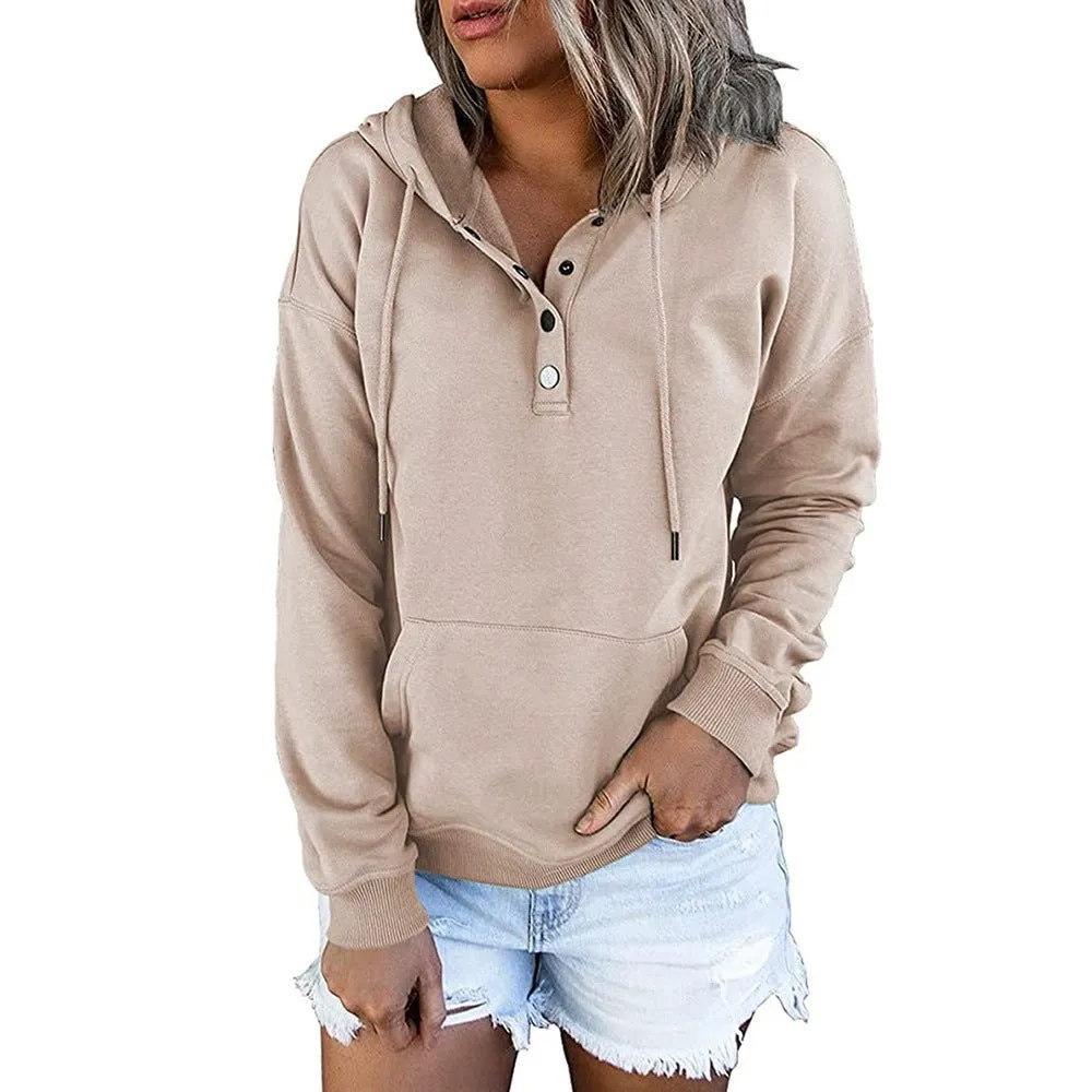 Casual Button Front Hoodie