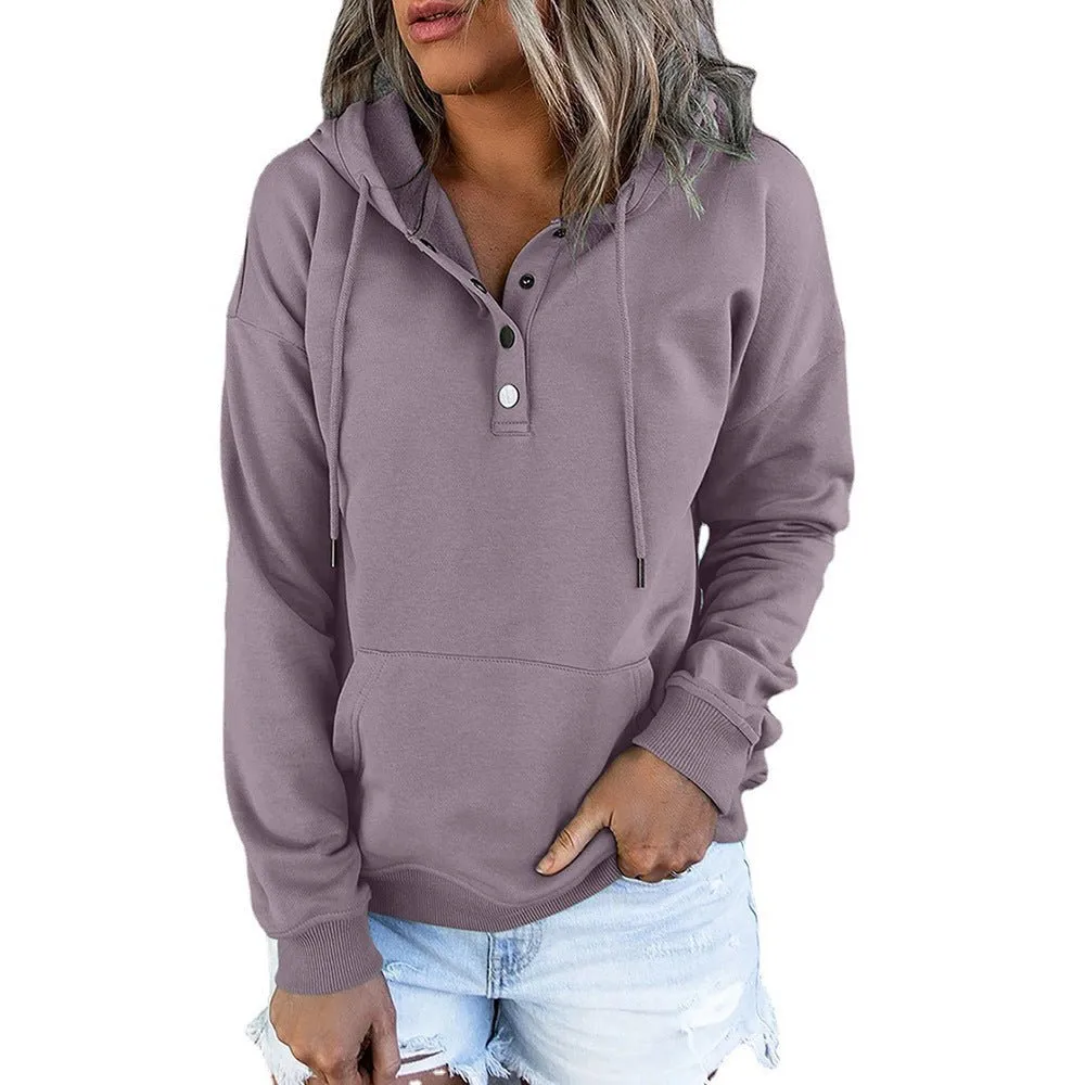 Casual Button Front Hoodie