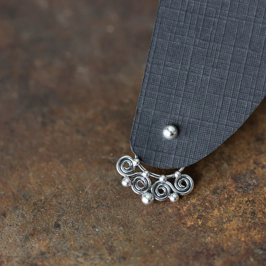 Celtic Style Ear Jackets with Mini Spirals, Sterling Silver