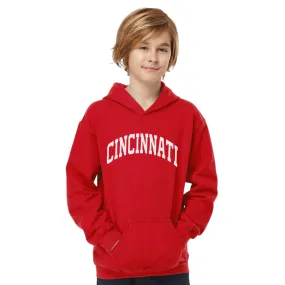 Cincinnati Curve Hoodie on Red-YOUTH