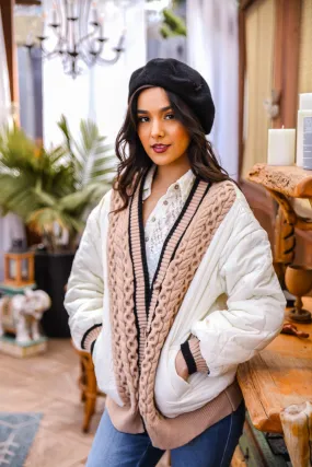 Cinnamon Twists Quilted Jacket- Cream/Multi