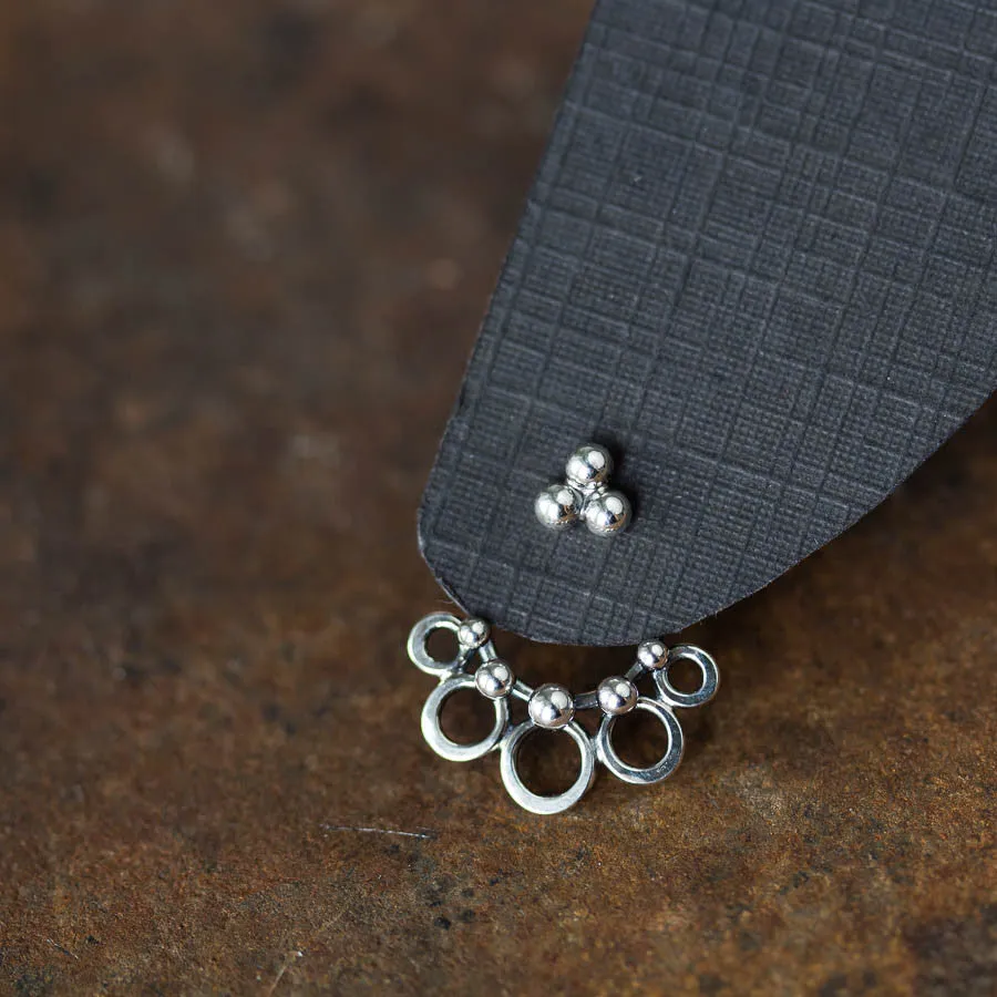 Circles and Dots, Handmade Silver Ear Jackets