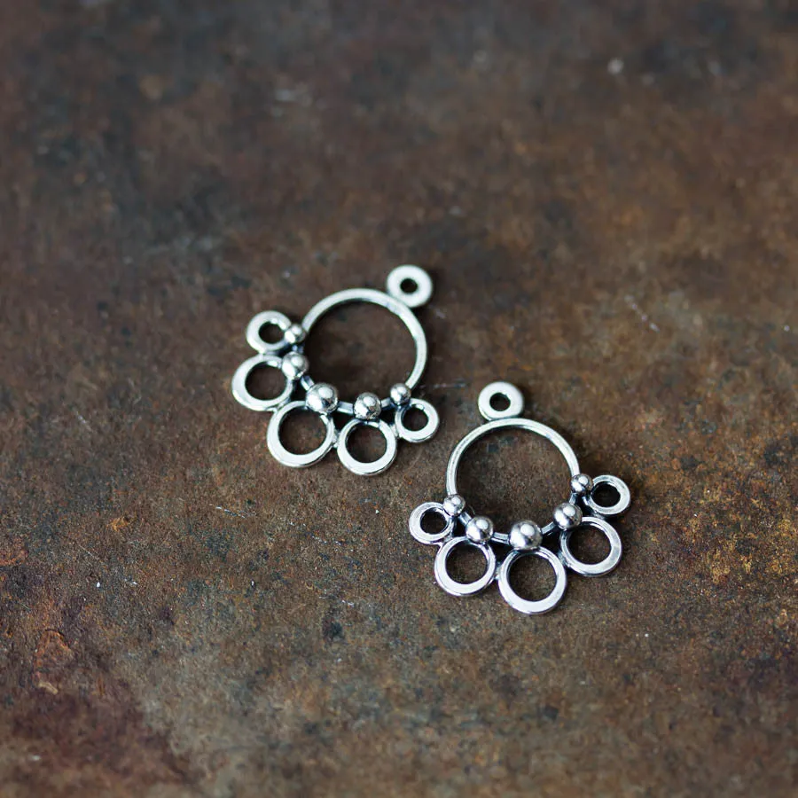 Circles and Dots, Handmade Silver Ear Jackets