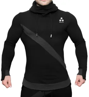 Diagonal patch Hoodie - Black