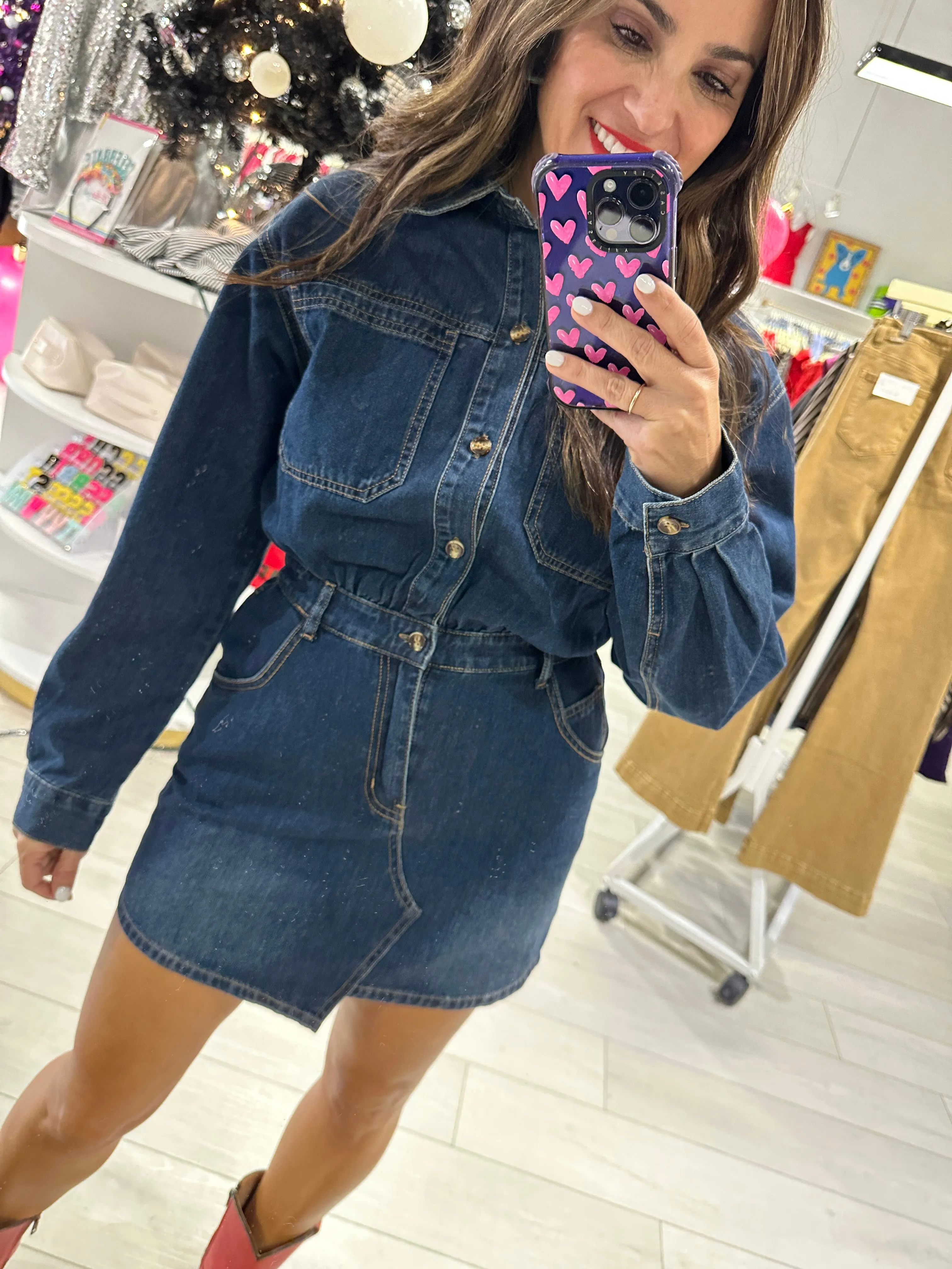 Double Down Denim Dress