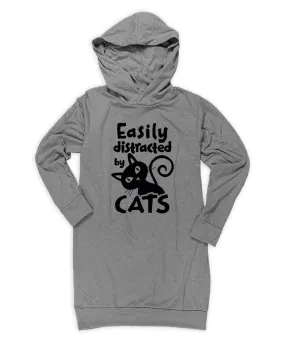 'Easily Distracted by Cats' Hoodie Dress