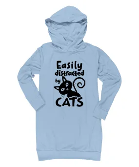 'Easily Distracted by Cats' Lightweight Hoodie Dress