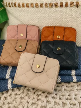 Ellie Quilted Button Zipper Wallet