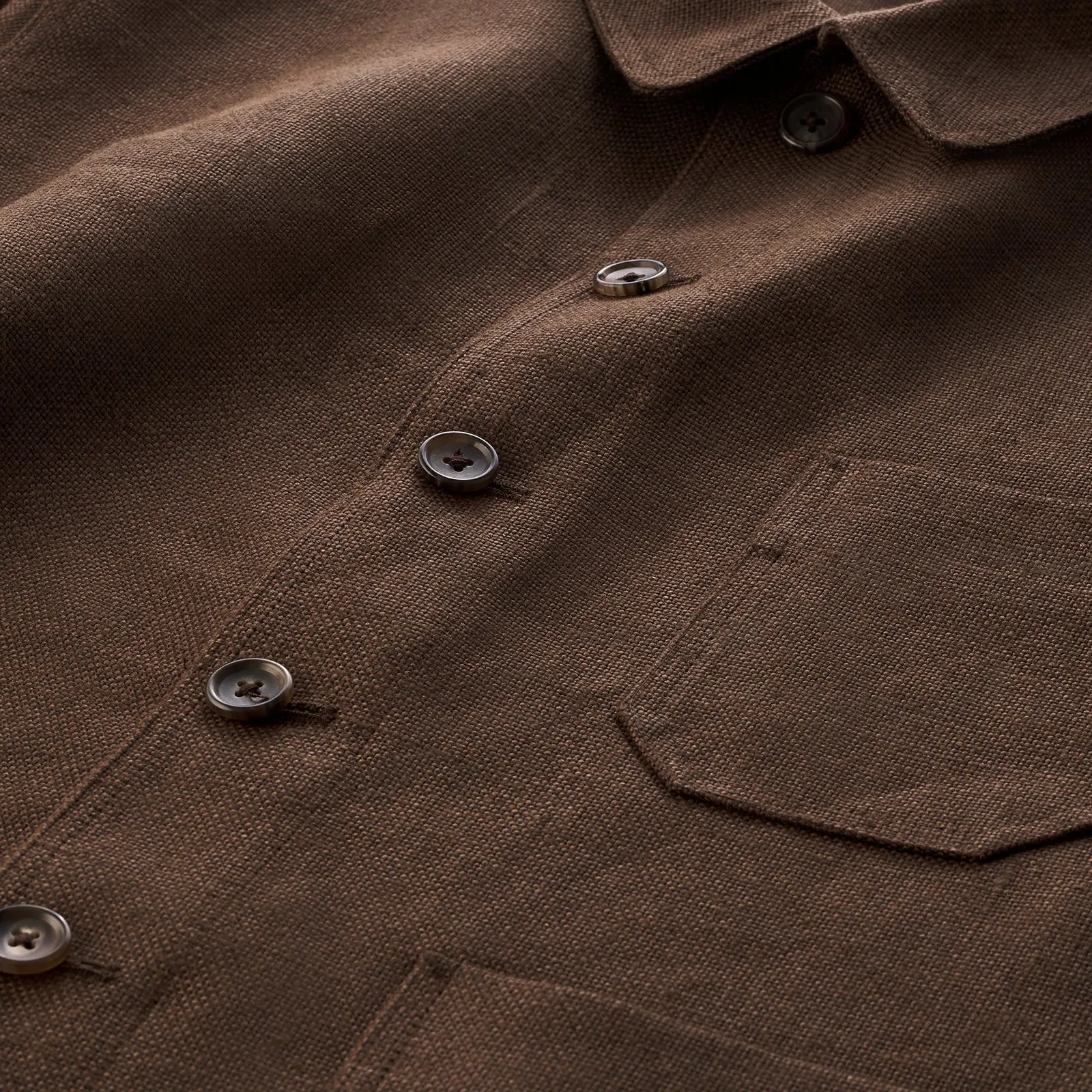 Espresso Brown Heavy Linen Utility Jacket