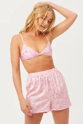 Fifi Silk High Waist Boxer - Pink Paisley