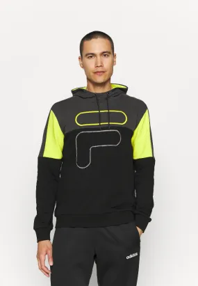 Fila Parson Blocked Men's Hoodie 683449 B498 Black Gray Yellow