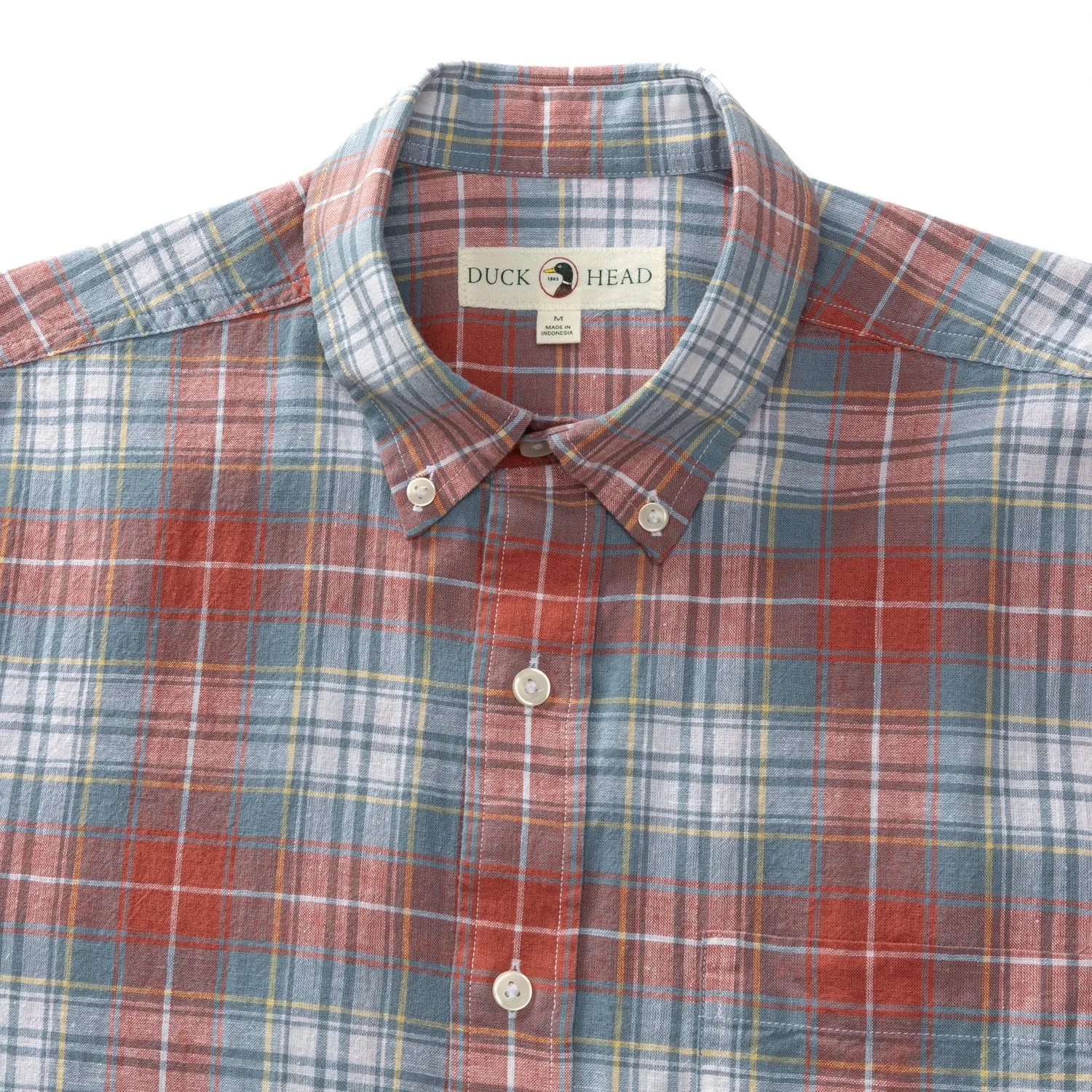 Gibbs Plaid Linen Cotton Oxford Sport Shirt