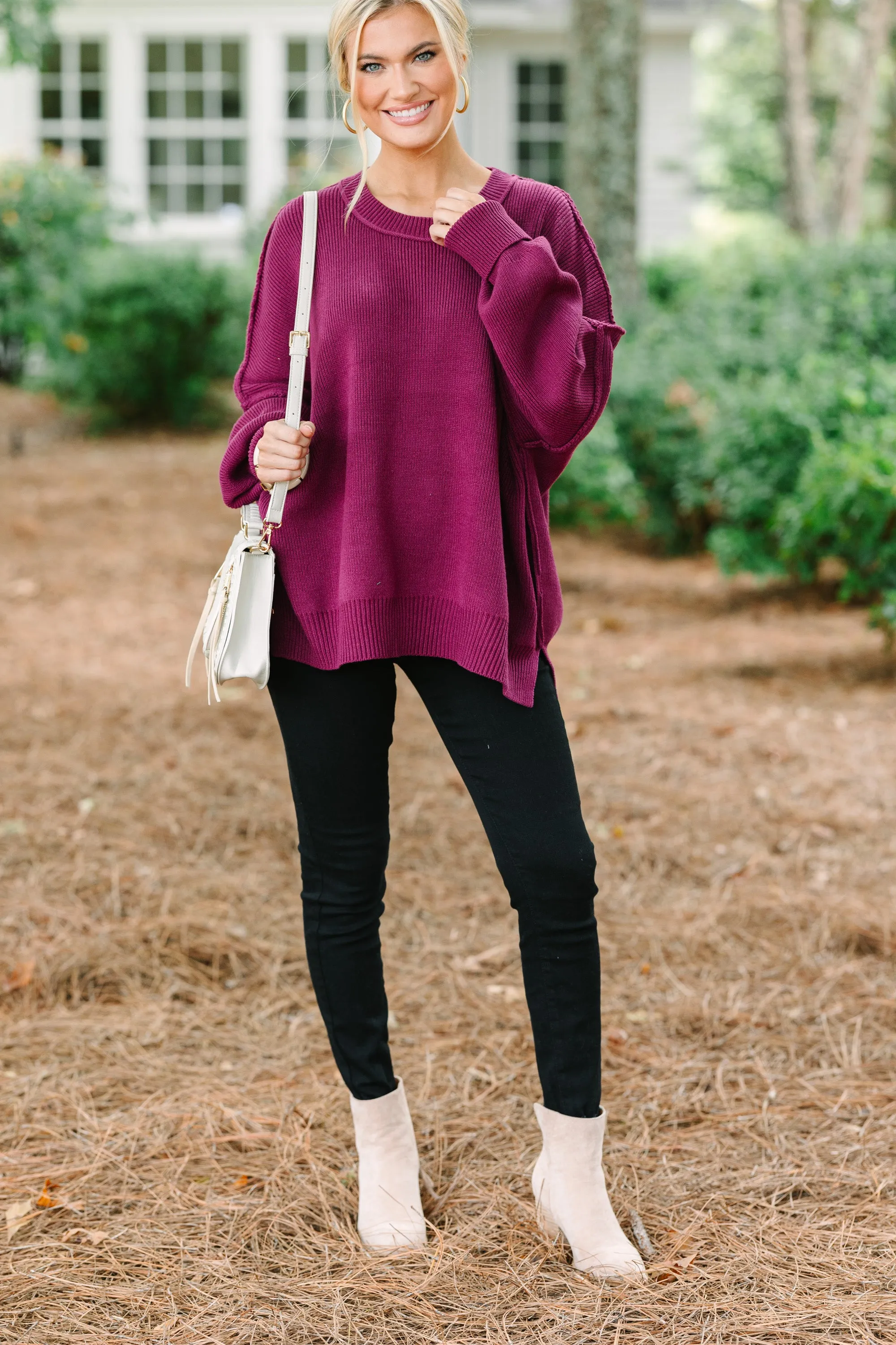 Give You Joy Burgundy Red Dolman Sweater