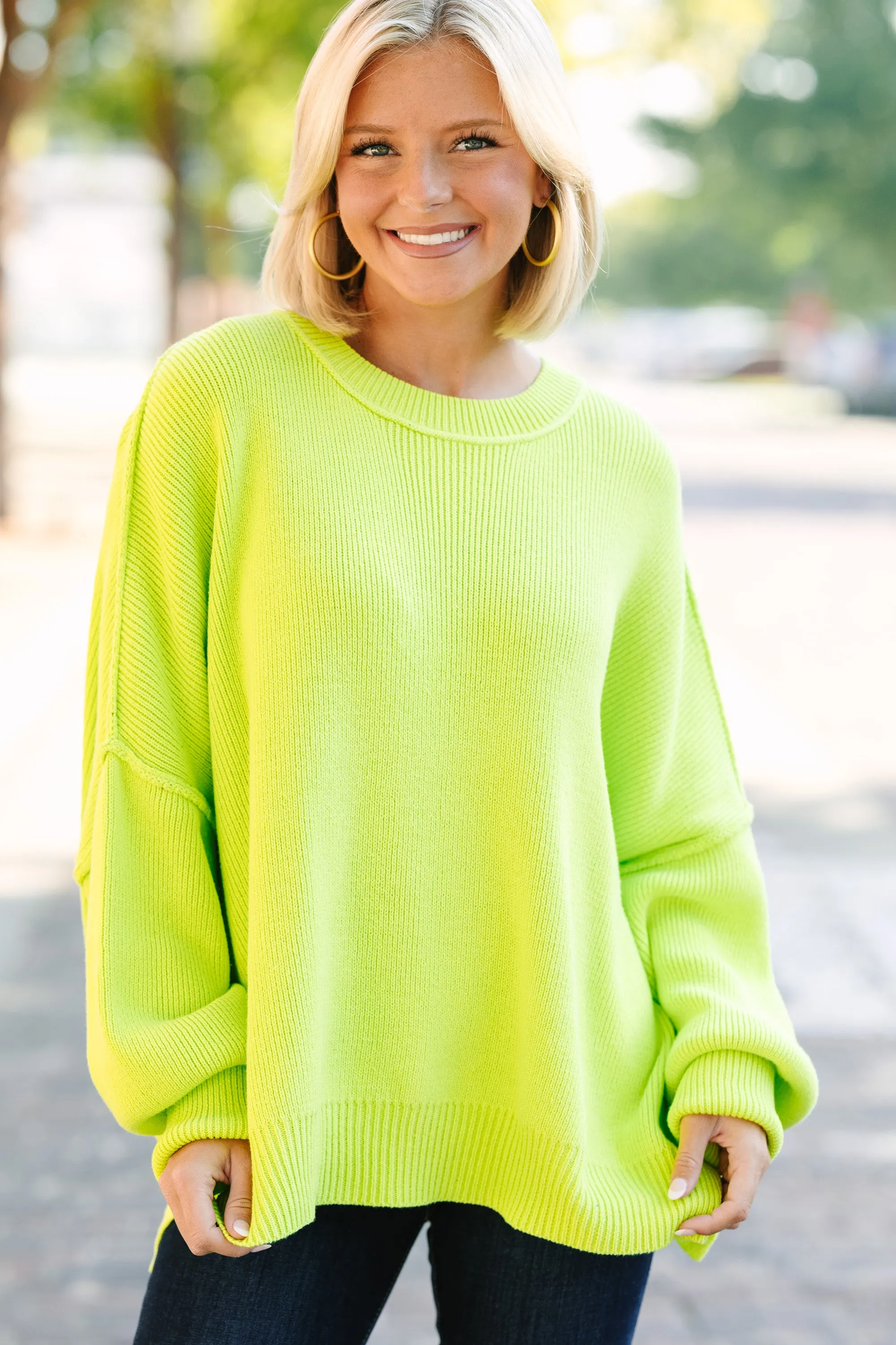 Give You Joy Lime Green Dolman Sweater