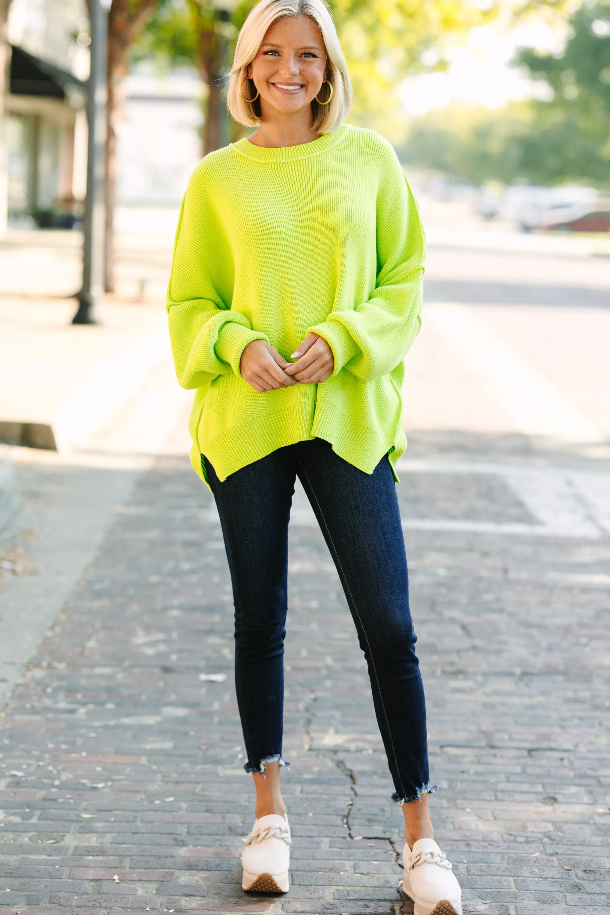 Give You Joy Lime Green Dolman Sweater