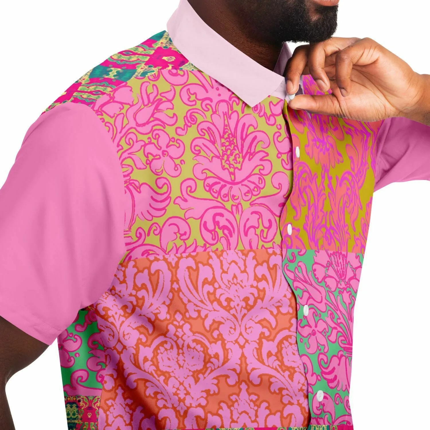 Gypsy Beat Indian Floral Short Sleeve Button Down Shirt