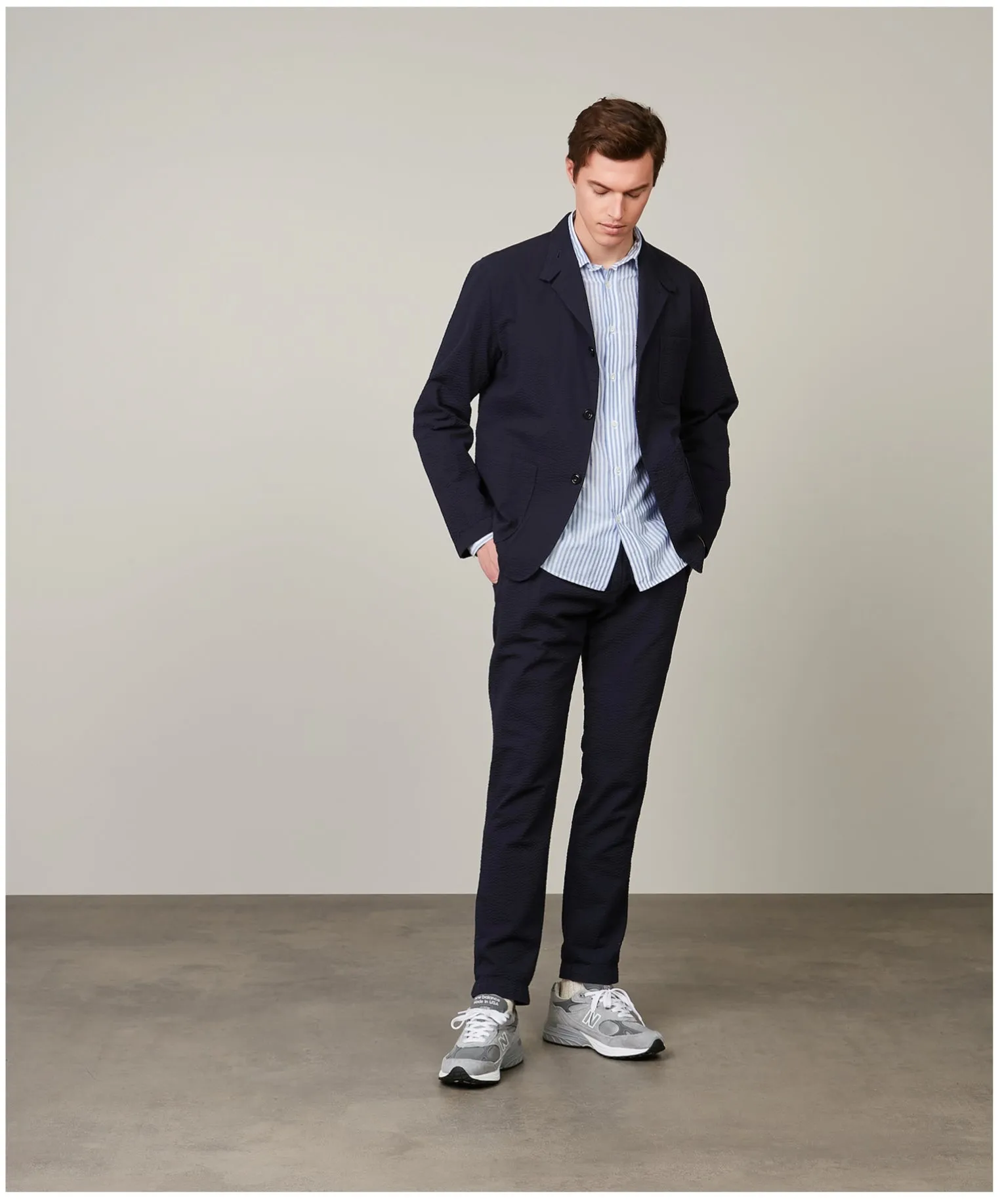 Hartford France Jerome Navy Seersucker Blazer