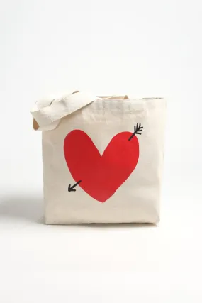 Kleiner Canvas Shopper mit Herz-Logo