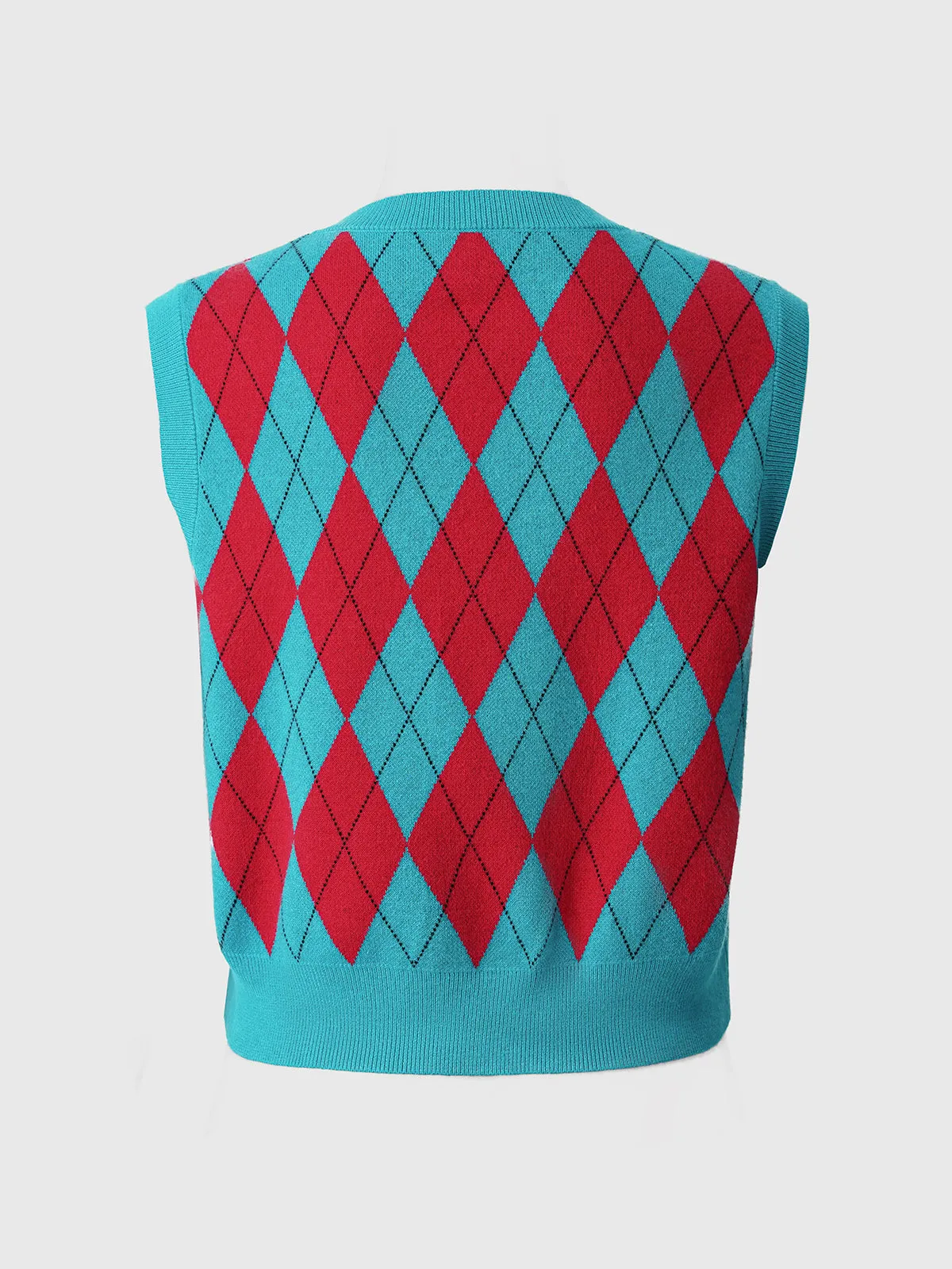 Knitted Diamond V-neck Vest