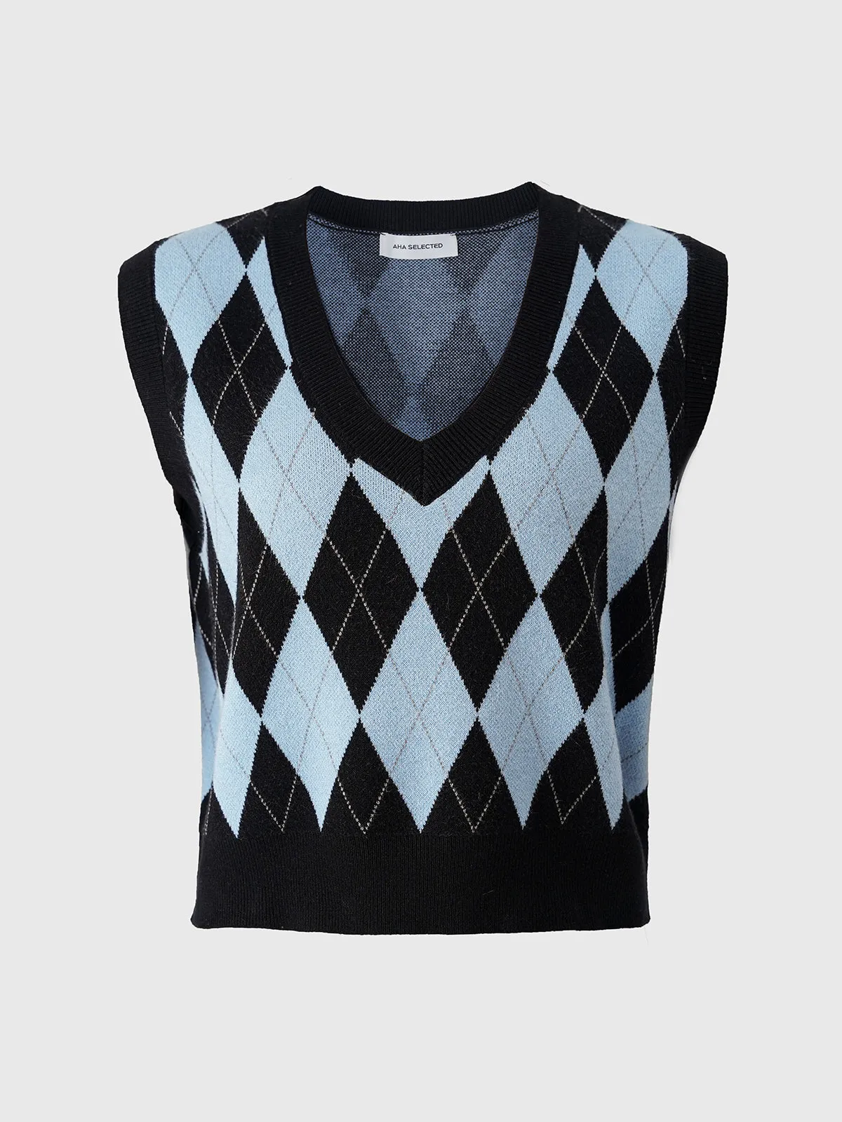 Knitted Diamond V-neck Vest