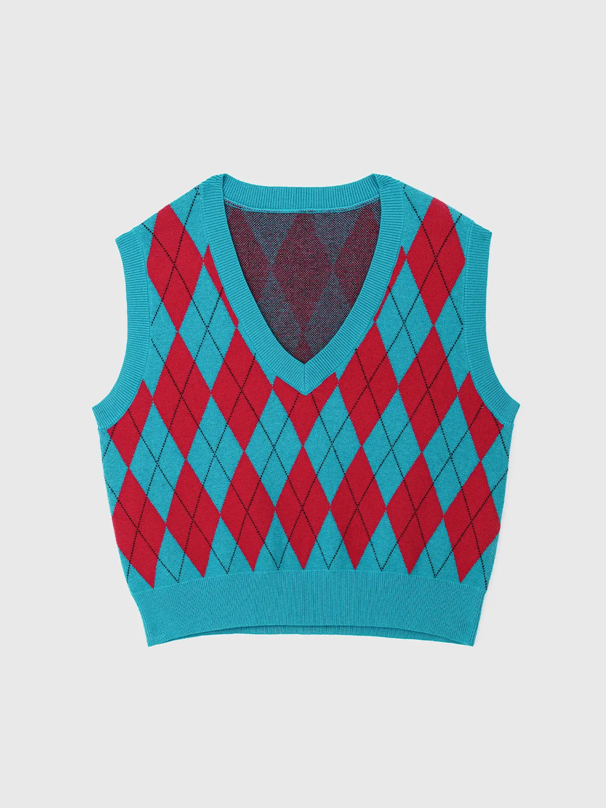 Knitted Diamond V-neck Vest