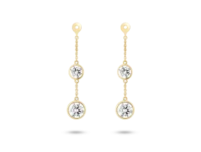 Lab-Grown Diamond 1ct. tw. Round Brilliant Double Drop Bezel Ear Jacket Earrings | White