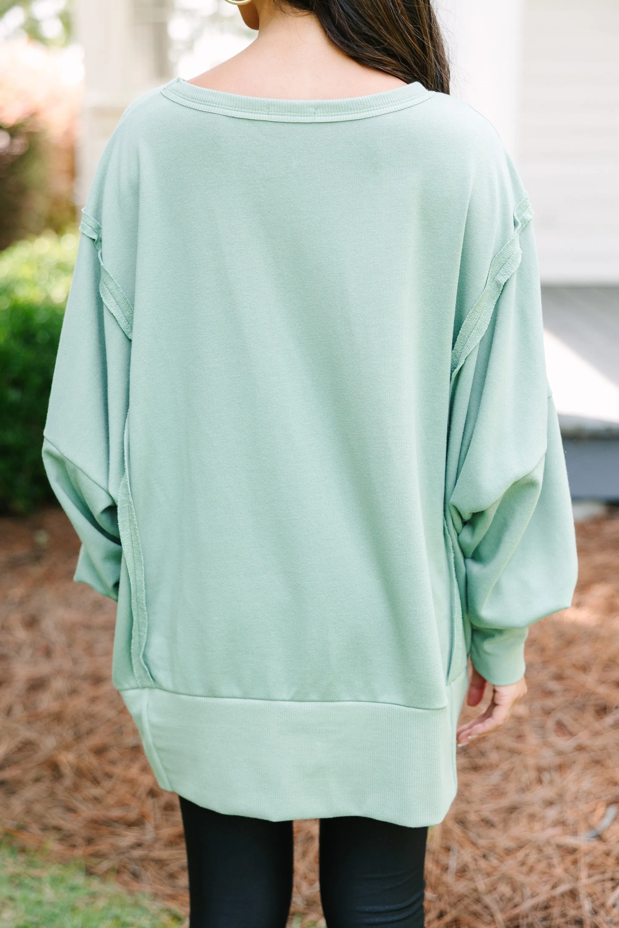 Let's Get Cozy Sage Green Pullover