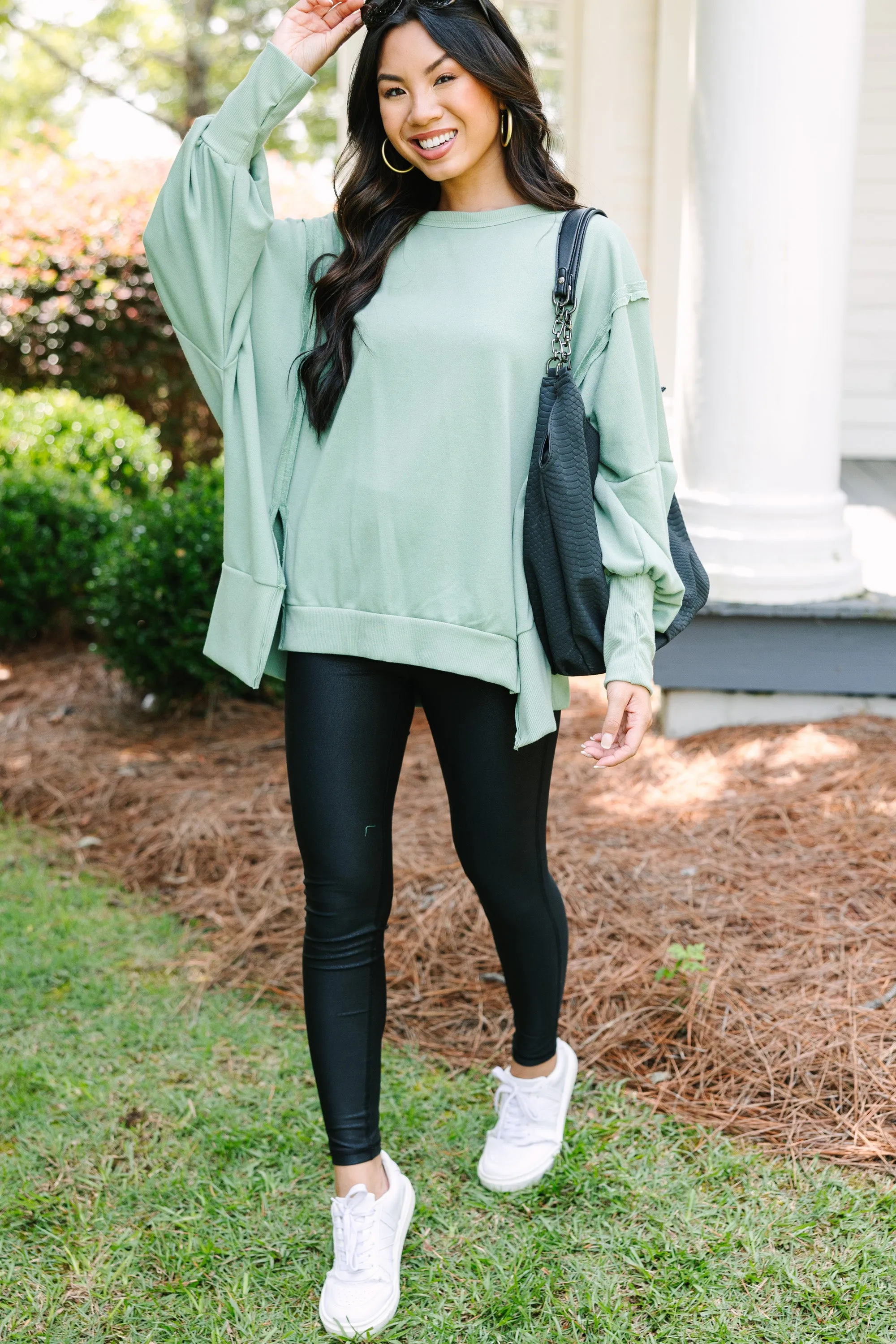 Let's Get Cozy Sage Green Pullover