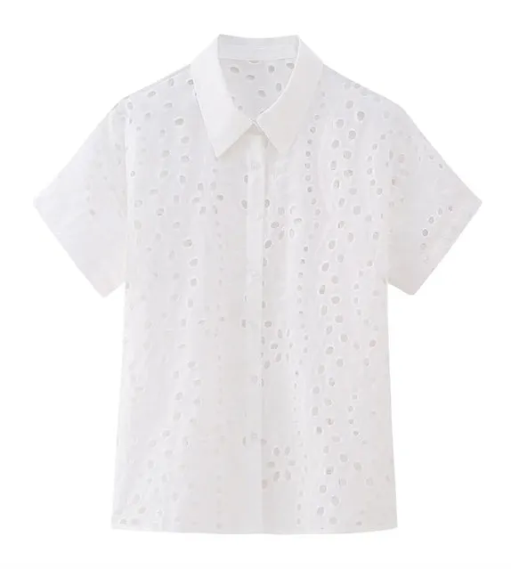 Luna Eyelet Embroidery Button Shirt