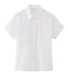 Luna Eyelet Embroidery Button Shirt