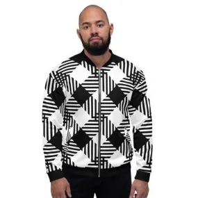 Mens Jackets, Black and White Cross-Hatch Style Bomber Jacket