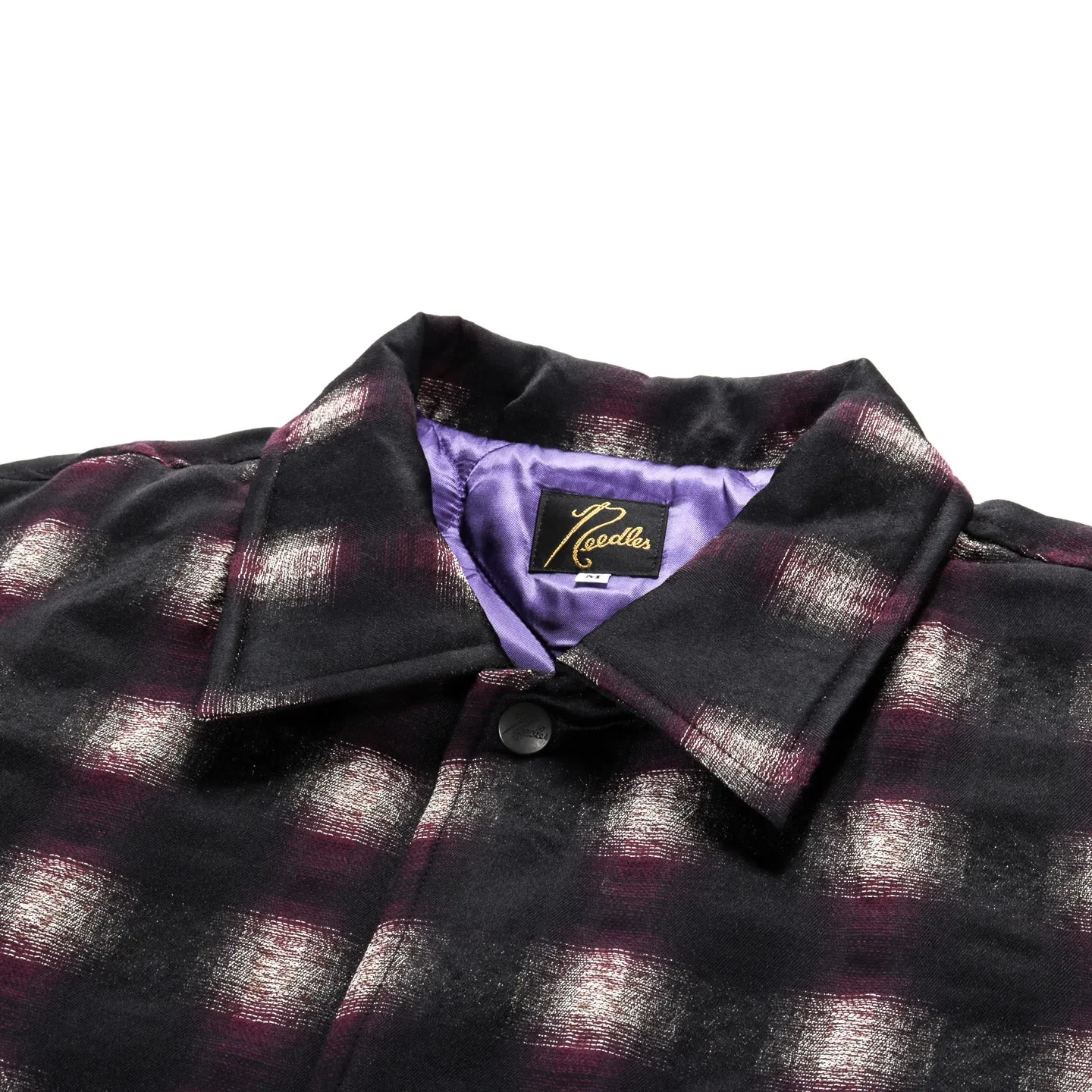 NEEDLES COACH JACKET OMBRE PLAID JACQUARD BORDEAUX