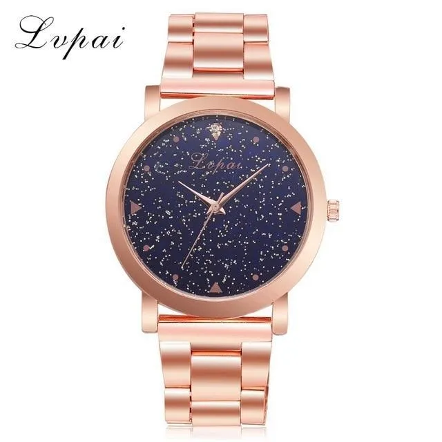 New Women Stainless Steel Rose Gold Dress Watche