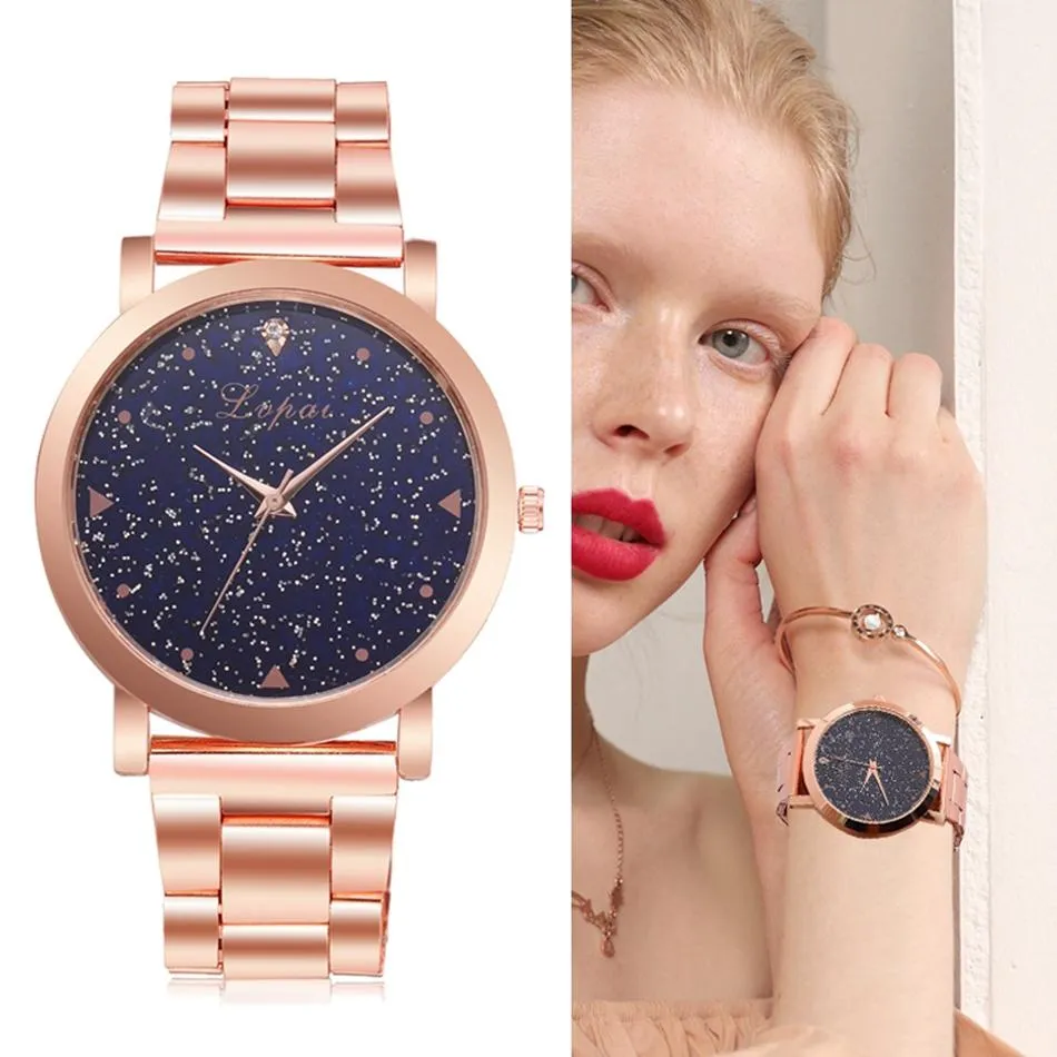 New Women Stainless Steel Rose Gold Dress Watche