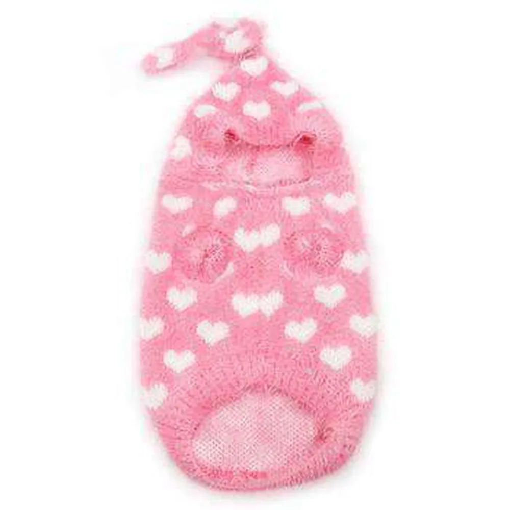 PuppyPAWer Heart Hoodie Dog Sweater - Pink