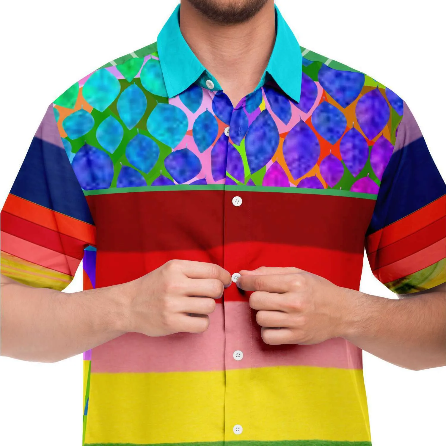 Rainbow-Tastic Short Sleeve Button Down Shirt