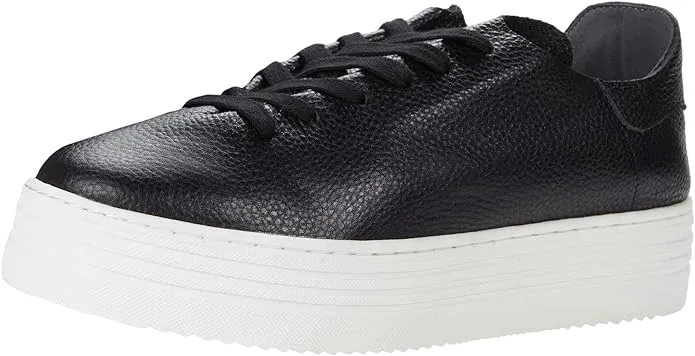 Sam Edelman Pippy Black Leather Lace-Up Chunky Platform Low Top Flats Sneakers