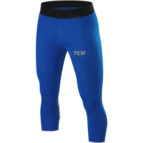 TCA FX Laser Compression Mens 3/4 Capri Running Tights - Blue